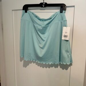 Crown and Ivy Aqua Athletic Scalloped Hem Skirt